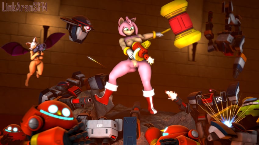 2girls 3d 3d_(artwork) 3d_model amy_rose amy_rose_(warfaremchine) anthro ass badnik bat blue_eyes bracelet breasts breasts_out chiropteran clenched_teeth digital_media_(artwork) doom erect_nipples eulipotyphlan female fight flying footwear gloves green_eyes gun gun_hunter hair hammer handwear headband hedgehog large_breasts legs linkaransfm machine mammal medium_breasts mobian mobian_(species) mobian_bat nipples nude_female pink_body pink_fur pink_hair pussy red_boots red_eyes robot rouge_the_bat sega sonic_(series) sonic_adventure_2 sonic_the_hedgehog_(series) source_filmmaker swing tan_body teeth thick_thighs thighs video_games voluptuous warfaremachine watermark white_clothing white_hair wide_hips yellow_skin