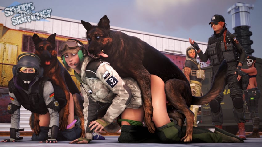 2girls 3d all_fours ash_(rainbow_six) bestiality bottomless brazilian brazilian_female canine canine_on_human caveira_(rainbow_six) dog doggy_style doggystyle ela_(rainbow_six) female group group_sex iq_(rainbow_six) mounting outside panties panties_around_leg panties_around_one_leg panties_down partially_clothed public public_sex rainbow_six rainbow_six_siege sex snippstheslammer tagme valkyrie_(rainbow_six) watching watching_sex zoophilia