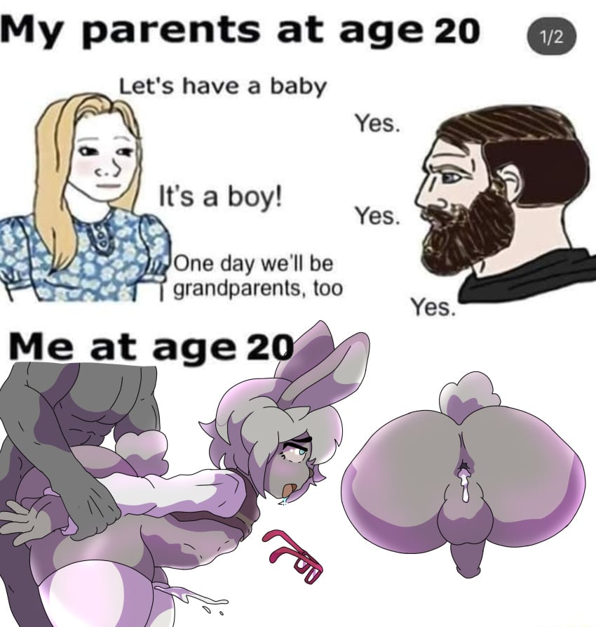 anal anal_sex anus anus_juice ass big_ass big_butt bunny bunny_boy bunny_ears bunny_tail creampie cum cum_drip cum_in_ass cum_inside cumming_from_anal_sex cute ejaculation ejaculation_while_penetrated femboy frederickjdraws glasses male_focus meme mr._grayson pleasure_face semen_in_anus semen_on_ass size_difference thick_ass thick_thighs tradwife twink wide_hips wojak_comics yaoi