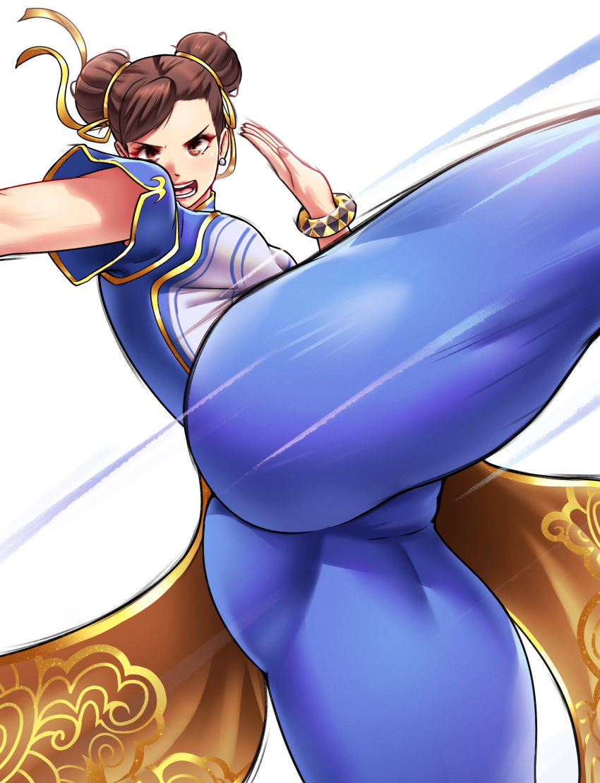 1girls absurd_res absurdres asian asian_female ass ass_focus big_ass big_butt bracelet bracelets brown_eyes brown_hair cameltoe capcom chun-li curvy double_bun dracksart fat_ass female female_focus female_only hair_bun hair_buns hair_ribbon hi_res high_resolution highres large_ass light-skinned_female light_skin low-angle_view mature mature_female milf simple_background solo solo_female solo_focus stance street_fighter street_fighter_6 tagme thick_ass thick_thighs thighs viewed_from_below voluptuous white_background