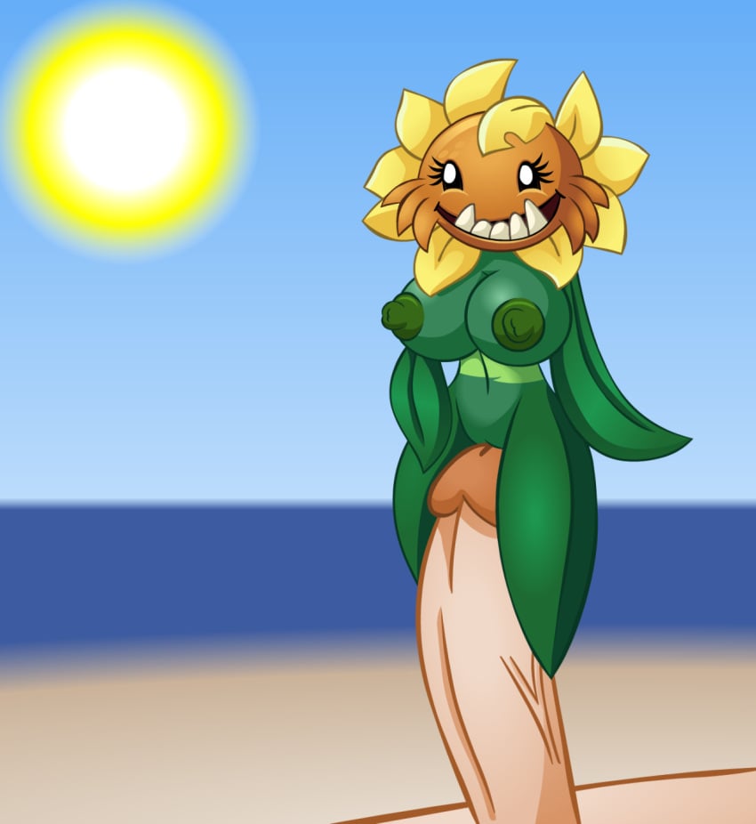 big_breasts boots breasts electronic_arts female flower green_skin nude nude_female penis_in_pussy petals plant plant_girl plantie plants_vs_zombies plants_vs_zombies_2:_it's_about_time popcap_games primal_sunflower_(pvz) primitive pussy pvz smiling sun sunflower_(pvz) tagme