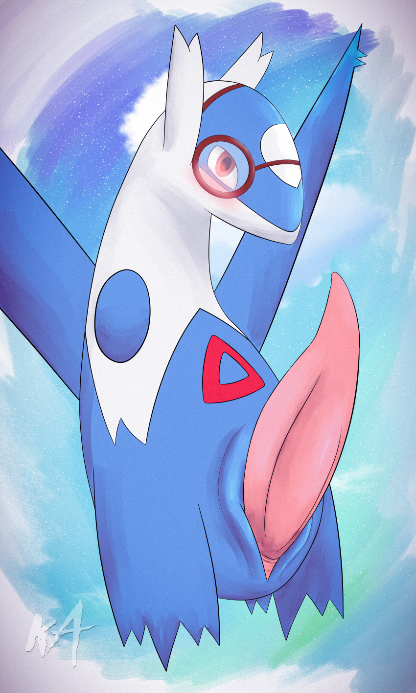 absurd_res blush eyewear generation_3_pokemon genitals glasses hi_res huge_filesize kamume833 latios legendary_pokemon looking_at_viewer male male_only nintendo penis pok&eacute;mon_(species) pokemon pokemon_(species) solo tapering_penis video_games