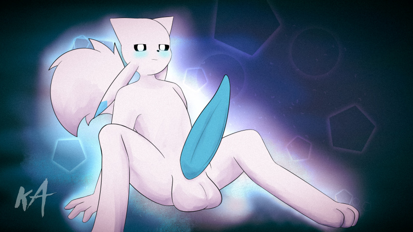 absurd_res big_penis blush fluffy fluffy_tail fur genitals guardian_spirit hi_res kamume833 looking_at_viewer male male_only ori_(series) penis rafa_(rekku484) sitting smile solo white_body white_fur