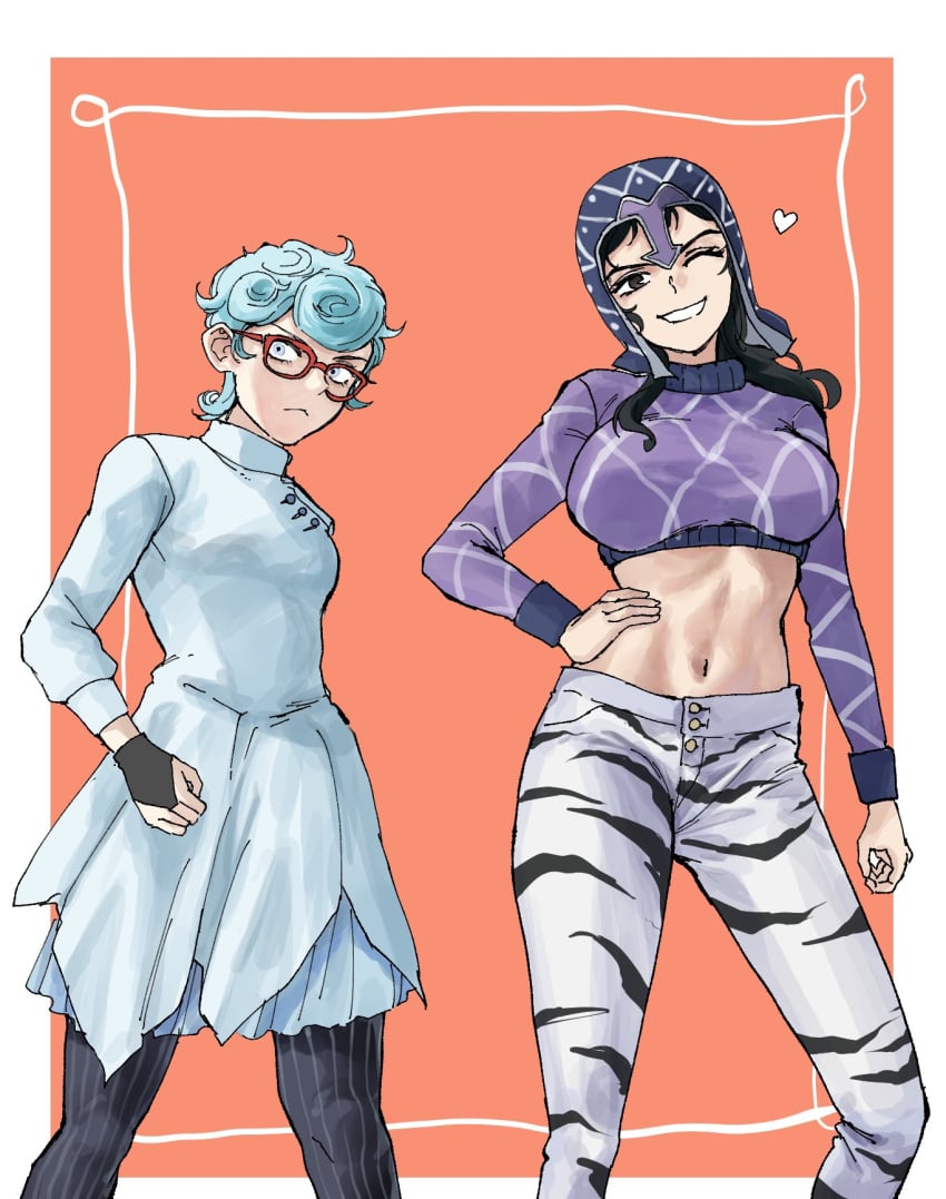 2girls breasts female ghiaccio guido_mista heart human jojo's_bizarre_adventure rule_63 sfw shimotukeno shounen_jump vento_aureo