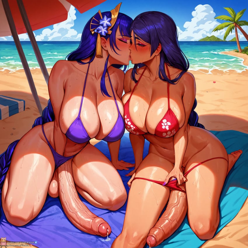 2024 2futas ai_generated ass balls beach beach_towel big_balls big_breasts big_penis bikini braid breasts cleavage closed_eyes covered_nipples dickgirl erection eyeshadow fate/grand_order fate_(series) futa_on_futa futanari genshin_impact hair_ornament huge_breasts huge_cock kissing large_breasts large_penis light_skin long_penis looking_pleasured makeup making_out massive_breasts minamoto_no_raikou_(fate/grand_order) ocean outdoors outside panties_aside penis penis_on_ground pleasure_face public puffy_nipples purple_eyes purple_hair raiden_shogun sea seaside side_view thick_thighs useless_clothing veiny_penis viralcat