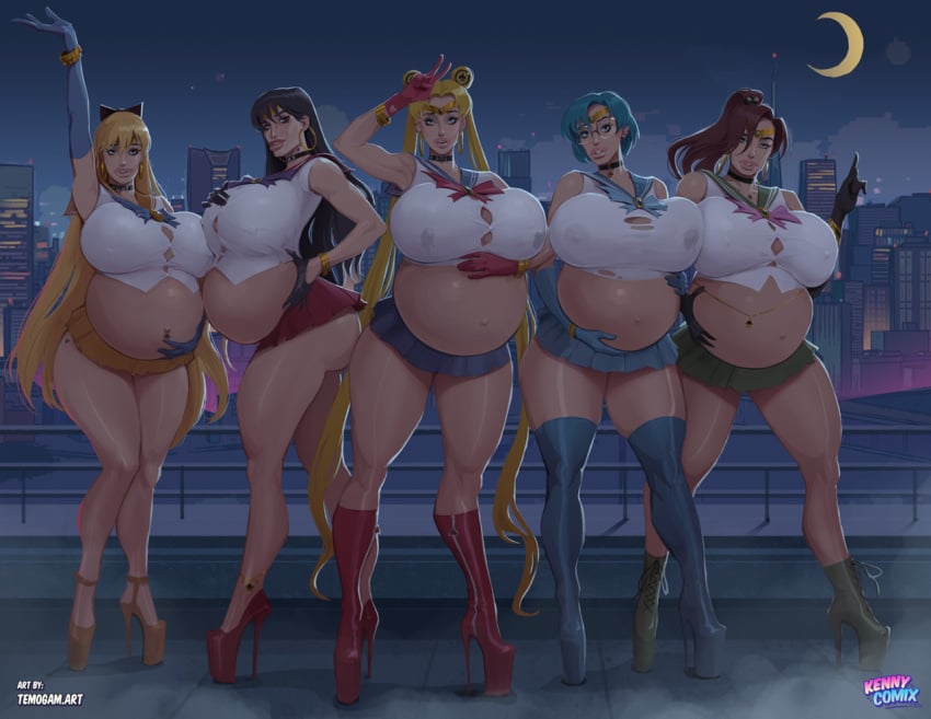 5girls absurd_res alternate_version_available ami_mizuno big_ass bimbo bimbo_body bimbo_lips bishoujo_senshi_sailor_moon black_hair blacked blonde_hair blue_hair breasts_bigger_than_head brown_hair choker clothing earrings female gigantic_breasts glasses gloves hi_res high_heel_boots high_heels huge_breasts kennycomix lactating_through_clothing large_breasts long_hair makoto_kino mature_female minako_aino panties platform_heels ponytail pose pregnant pregnant_female queen_of_spades raceplay rei_hino sailor_jupiter sailor_mars sailor_mercury sailor_moon sailor_uniform sailor_venus short_skirt skirt spade spade_earrings temogam twintails usagi_tsukino voluptuous