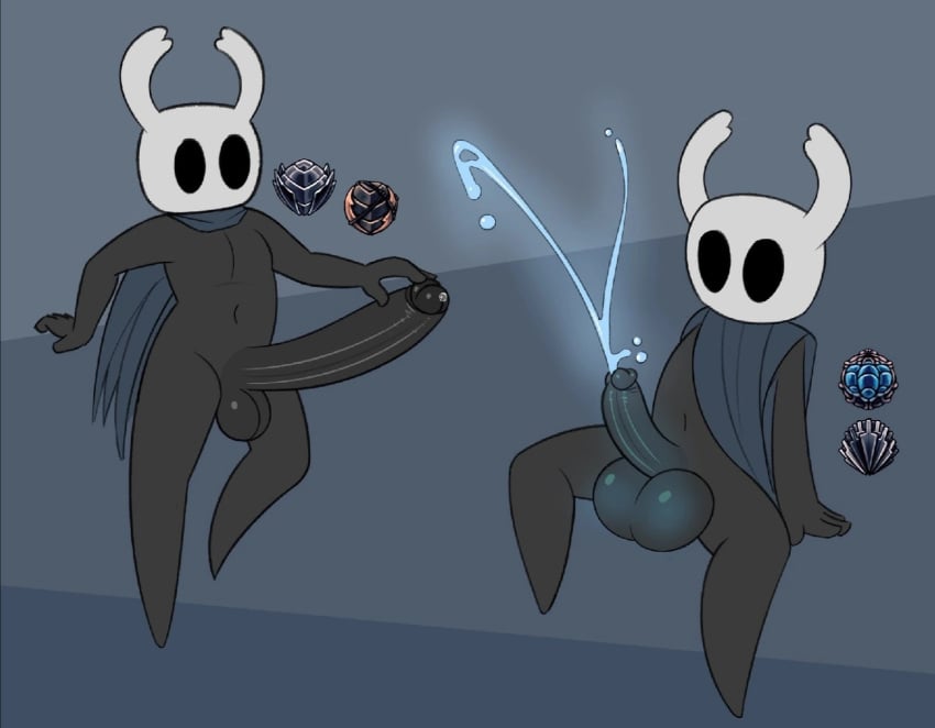 1boy amulet balls balls_expansion big_balls big_penis body_modification cum ejaculation gameplay_mechanics gemsum glowing glowing_penis hands-free handsfree_ejaculation hollow_knight huge_balls huge_cock humanoid humanoid_penis male male_only nude oversized_balls penis penis_expansion protagonist_(hollow_knight) solo vessel_(species)