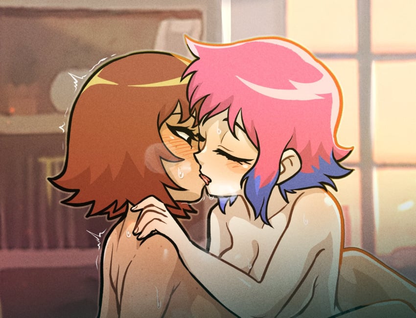 2girls breasts centinel303 female female_only kim_pine kissing ramona_flowers scott_pilgrim short_hair tagme yuri