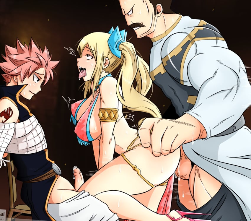 ambiguous_penetration belly_dancer big_breasts big_penis bigger_male blonde_hair cuckold dancer fairy_tail lucy_heartfilia lucy_heartfilia_(belly_dancer) maledom muscular_male mustache natsu_dragneel ntr penis_size_difference pink_hair precum restrained sex_slave size_difference slave tagme twintails zash_caine