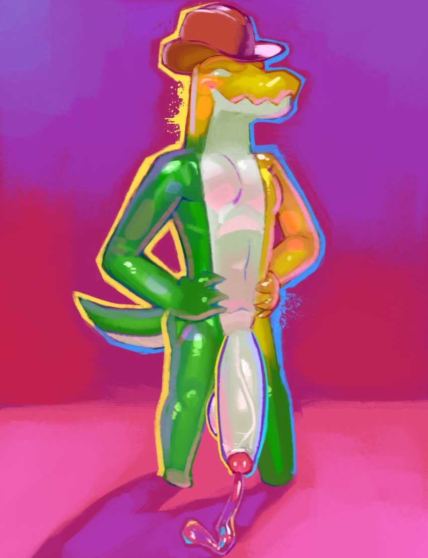 2024 anthro anthro_focus anthro_only anthro_solo candy completely_nude completely_nude_male crocodile crocodilian crocodylid dangling_penis digital_drawing_(artwork) digital_media_(artwork) glans gummigoo_(the_amazing_digital_circus) gummy_(food) gummy_creature hat headgear headwear huge_balls huge_cock huge_cock huge_testicles humanoid_genitalia humanoid_penis leaking_precum living_candy living_food long_penis male male_anthro male_focus male_only nolansnsfw nude nude_male penis penis_out precum precum_drip precum_string smile smiling solo solo_anthro solo_focus solo_in_panel solo_male solo_male the_amazing_digital_circus thick_penis veiny