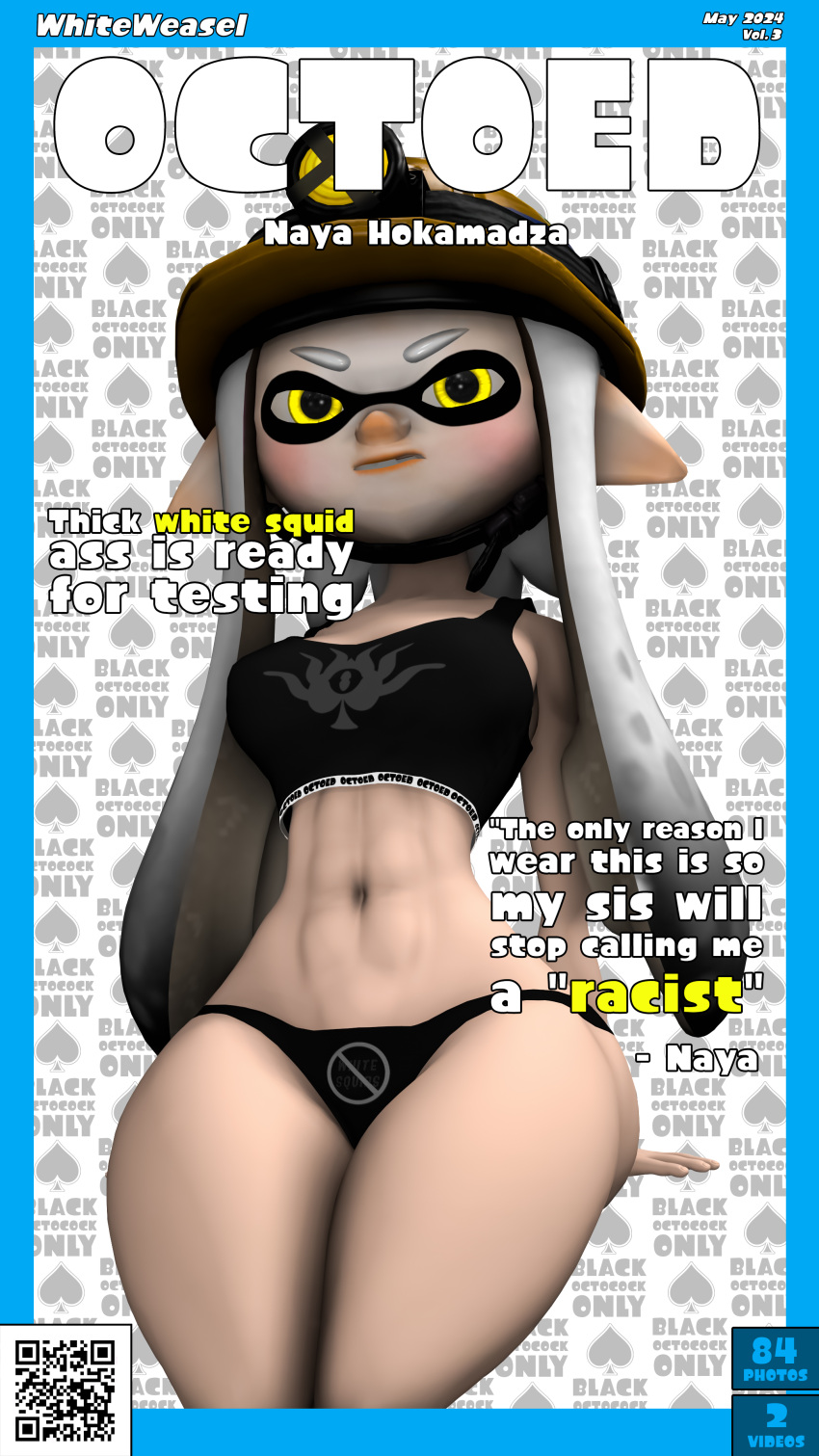 ass big_ass big_thighs blacked blacked_clothing english_text female female_only hair hair_tentacles hat helmet huge_ass huge_thighs inkling inkling_girl large_ass light-skinned_female long_hair looking_at_viewer magazine magazine_cover naked naya_hokamadza_(whiteweasel) nintendo oc qr_code queen_of_octos queen_of_spades sfm source_filmmaker splatoon splatoon_(series) text white_hair whiteweasel yellow_eyes