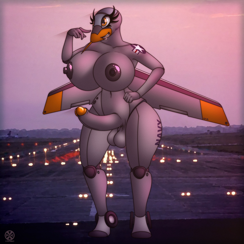 1futa 2022 absurd_res aircraft airplane airport anthro balls big_penis body_writing breasts erection eyelash_fetish eyelashes fangs futa_only futanari genitals herm hi_res huge_breasts humanoid inflated_breasts intersex living_aircraft living_machine living_vehicle logo long_eyelashes machine metallic_body multicolored_body not_furry orange_eyes penis pink_sky pointy_nose runway smile solo solo_in_panel standing sunset thick_eyelashes thick_thighs vehicle visor vrabo wheel wide_hips wings