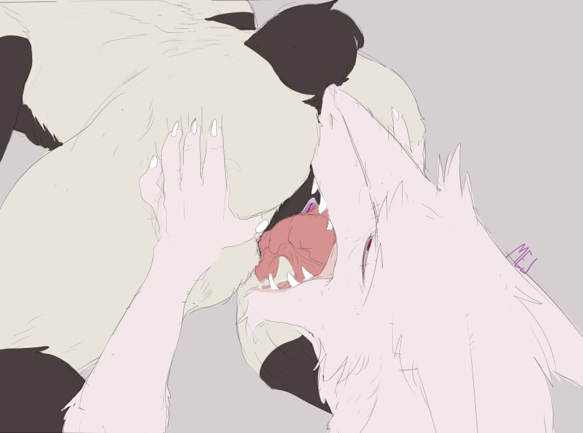 albino anal anthro anus ass blizzard_entertainment close-up cunnilingus digital_media_(artwork) duo female fur genitals giant_panda hi_res male male/female mammal mej nude oral pandaren pussy red_eyes sergal sex simple_background tongue tongue_out ursid vaginal_penetration video_games warcraft white_body white_fur