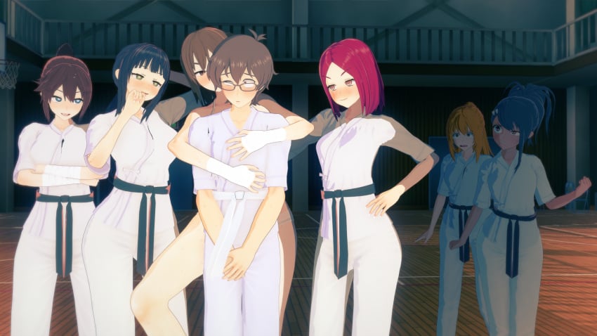 1boy 3d 6girls asaka_(nagatoro) big_breasts black_hair blue_eyes breasts brown_eyes brown_hair cleavage clothed clothing curvy fujimin_(nagatoro) gamo-chan hayase_nagatoro hi_res imminent_sex long_hair medium_breasts medium_hair misteranswer naoto_hachioji_(senpai) nude orange_hair orihara_(nagatoro) please_don't_bully_me,_nagatoro ponytail red_eyes red_hair revealing_clothes shikki_(nagatoro) small_breasts wide_hips