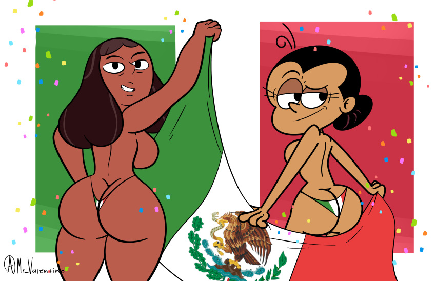 ass_cleavage back_view big_ass big_breasts butt_crack cartoon_network crossover dark-skinned_female dark_skin female flag indian indian_female latina looking_back maria_santiago mexico micro_bikini milf mr_valentine00 nickelodeon priyanka_maheswaran steven_universe the_casagrandes thick_thighs