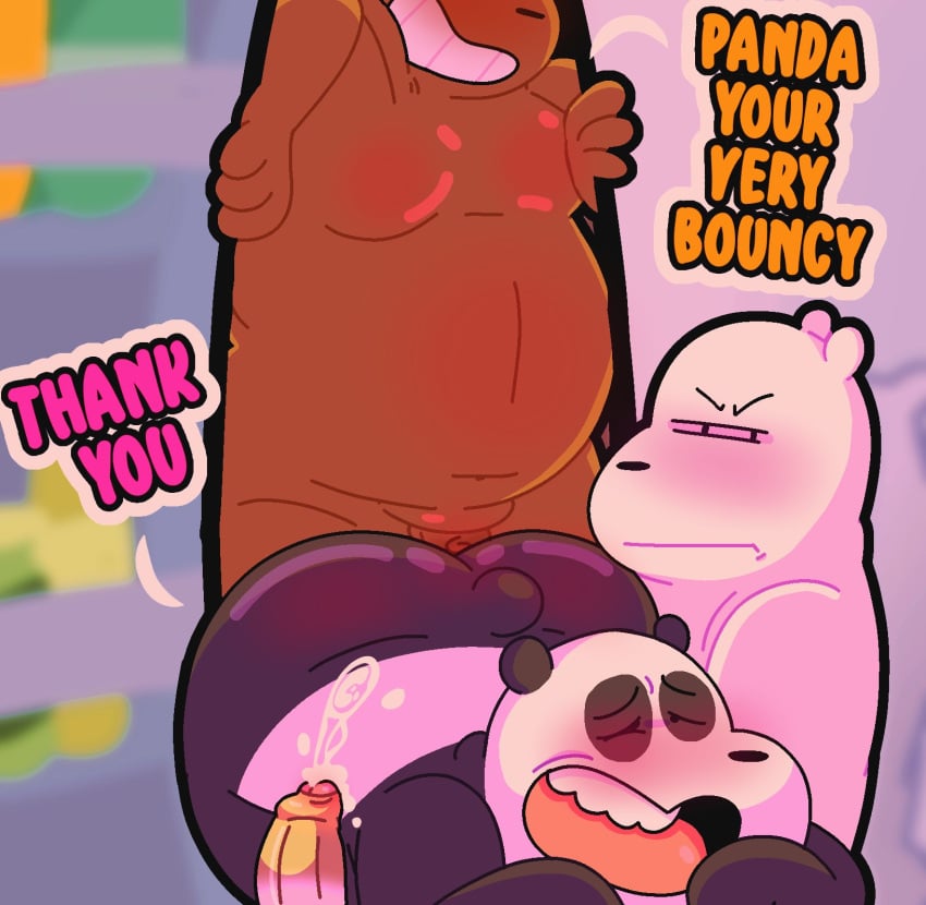 2022 anthro anukkyt ass belly big_belly big_butt black_body blush brown_body cartoon_network genitals giant_panda grizzly_(wbb) group hi_res ice_bear male male/male mammal moobs overweight overweight_male panda_(wbb) penis polar_bear sex superchub ursid ursine we_bare_bears white_body