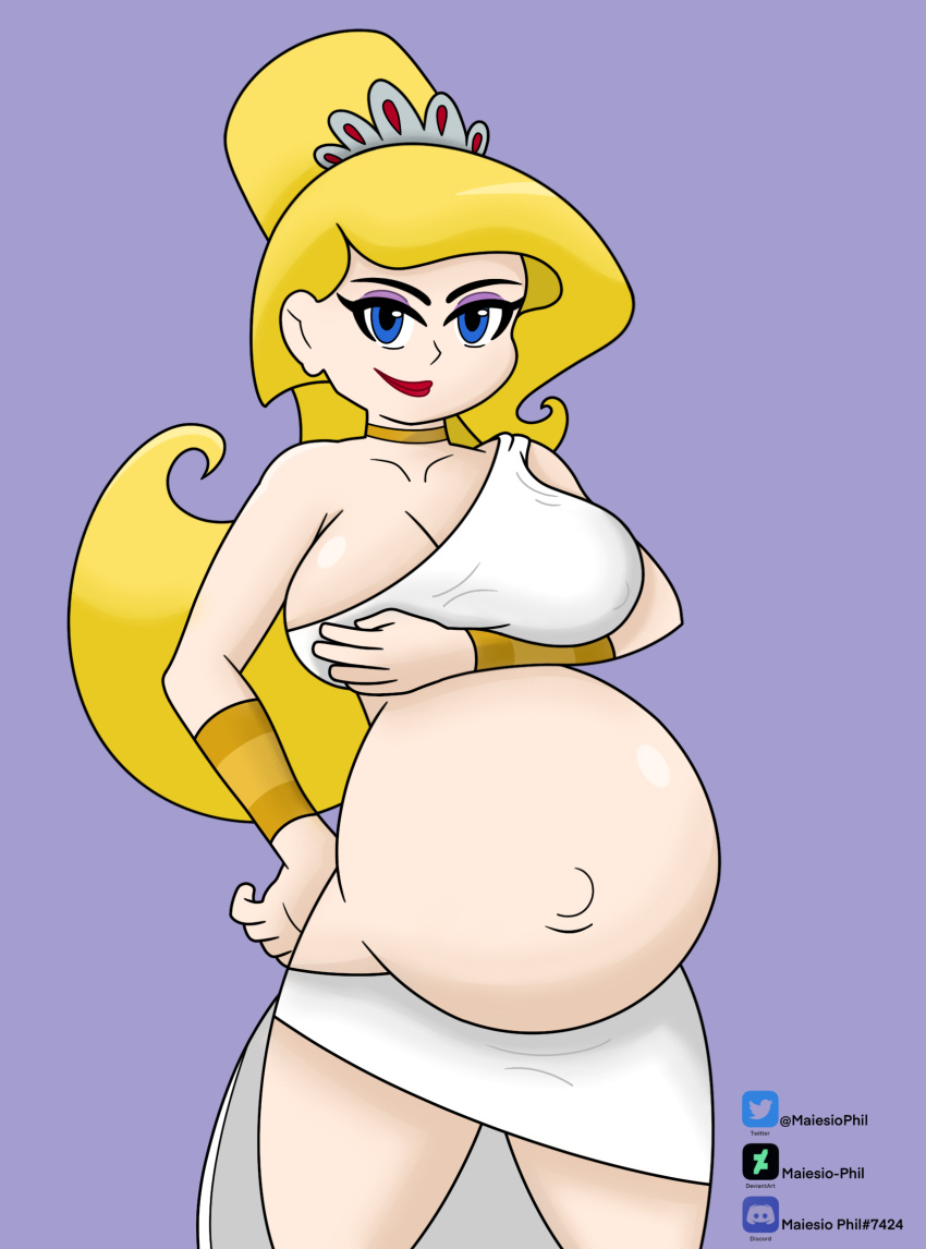 1girls belly big_belly big_breasts blonde_hair blue_eyes breasts cleavage eris_(billy_and_mandy) female maiesio_phil pregnant the_grim_adventures_of_billy_and_mandy