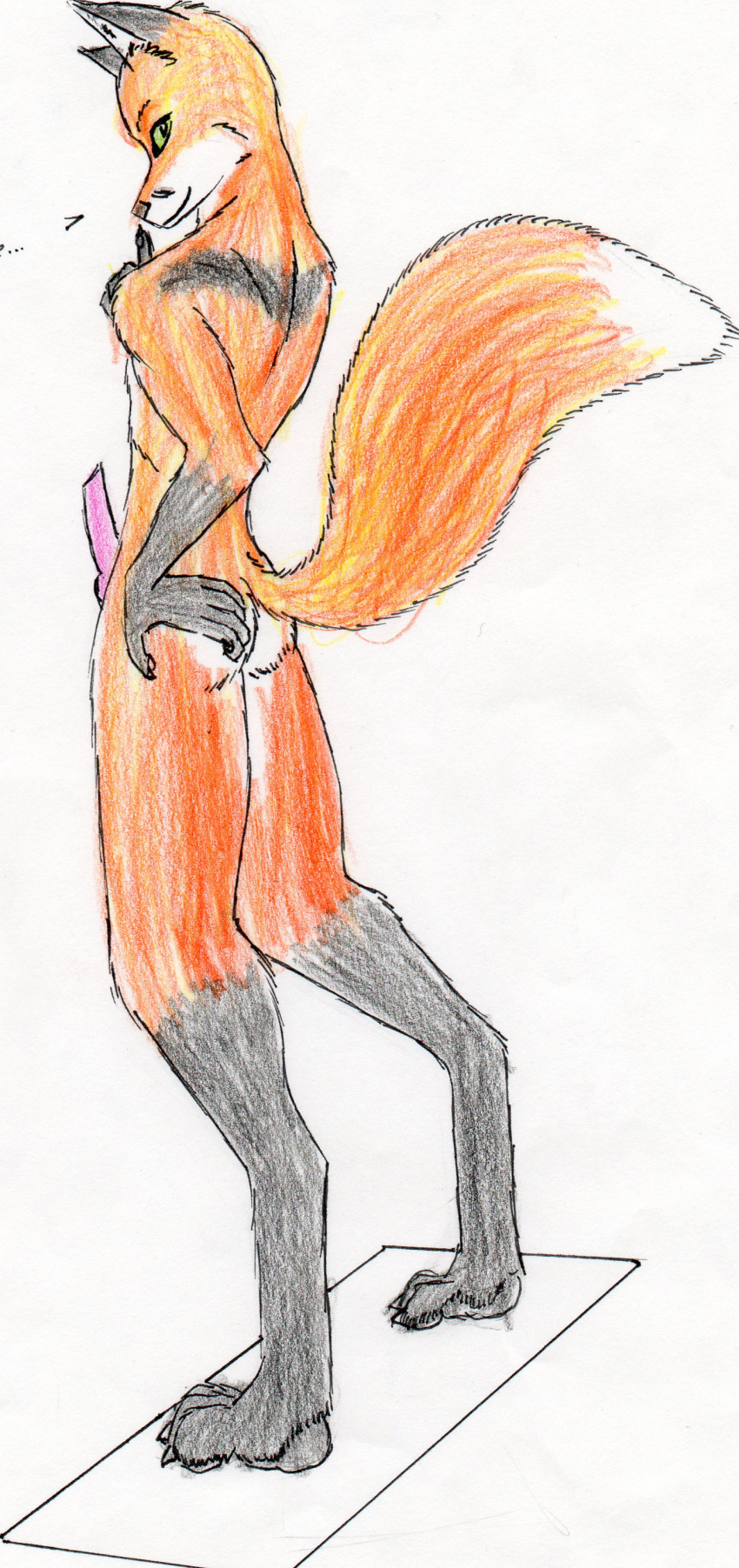 1boy anthro canine fox fur furry hi_res knot male male_only nude penis raised_tail solo tail wred wred_character