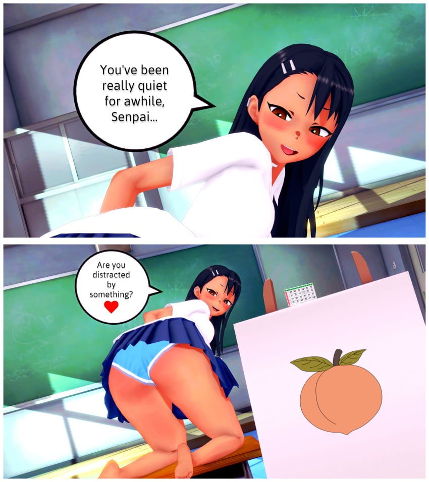 1girls 3d all_fours ass big_ass black_hair blue_panties blush brown_eyes canvas clothed female_focus female_only hayase_nagatoro knockwolf koikatsu long_hair looking_at_viewer looking_back painting panties please_don't_bully_me,_nagatoro skirt solo tan tan_skin tanline tanned