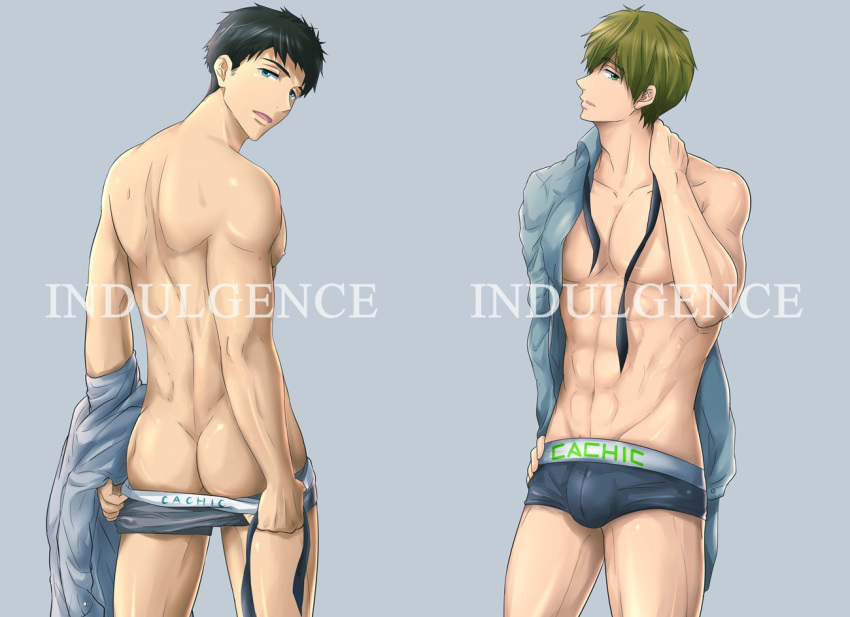 2boys abs ass ass_cheeks athletic athletic_male black_hair black_hair_bottom blue_eyes boxers brown_hair brown_hair_on_black_hair brown_hair_top bulge cachic domination free! free!_iwatobi_swim_club gay green_eyes green_hair light_hair_on_dark_hair makoto_tachibana male male_ass male_only male_underwear muscular muscular_male pulling_clothing pulling_underwear showing_ass sosuke_yamazaki sousuke_yamazaki tachibana_makoto underwear underwear_down undressing yamazaki_sosuke yamazaki_sousuke yaoi