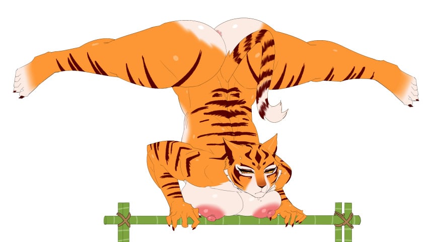 anthro anus areola ass big_breasts breasts carsen dreamworks felid female hi_res huge_breasts kung_fu_panda looking_at_viewer mammal master_tigress nude pantherine pose solo thick_thighs tiger wide_hips