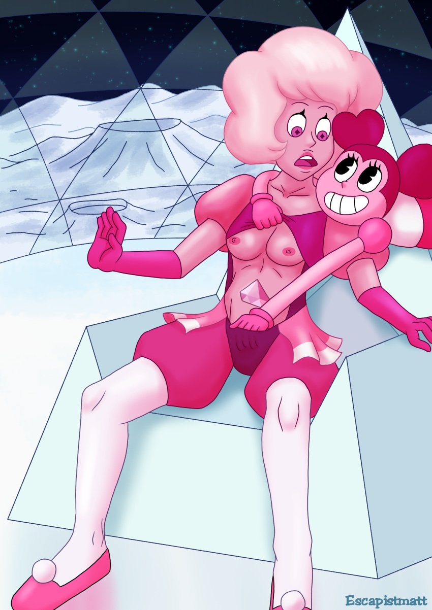 ballet_slippers breasts cartoon_network diamond_authority escapistmatt finger_fuck fingering fingering_pussy gem_(species) gloves hand_in_panties lipstick pink_diamond_(steven_universe) pulling_up_shirt reset_spinel_(steven_universe) shirt_lift smiling spinel_(steven_universe) steven_universe surprise surprised undressing undressing_another yuri