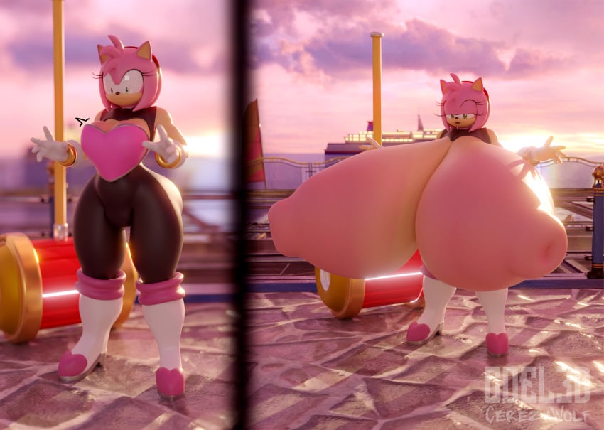 3d 3d_(artwork) absurd_res amy_rose amy_rose_(coel3d) amy_the_bat big_breasts blender_(software) breast_expansion breasts coel3d digital_media_(artwork) female hi_res huge_breasts hyper hyper_breasts pinup pose rouge_the_bat_(cosplay) sega solo sonic_(series) sonic_the_hedgehog_(series)