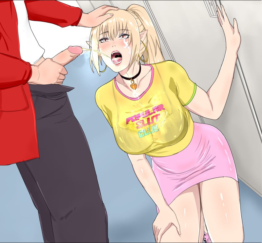 1boy 1girls arm_support artist_request big_breasts black_choker blonde_hair blush blushing bra_visible_through_clothes choker clothed clothed_female cum cum_in_mouth cum_on_breasts cum_on_face drinking_pee drinking_piss drinking_urine dutch_angle earrings elf elf_ears elf_female embarrassed erect_penis facing_viewer femsub golden_shower hand_on_head hand_on_leg hand_on_thigh hetero high_ponytail holding_penis hoop_earrings_oversized humiliated humiliation indoors jewelry kneeling kneeling_female light-skinned_female long_hair miniskirt peeing peeing_in_mouth pencil_skirt pendant_choker penis_out pink_footwear piss_drinking piss_soaked_clothes pissing_in_mouth pointy_ears ponytail red_jacket shiny_skin sidelocks smooth_penis straight submissive_female t-shirt tagme tight_skirt tongue_out uncensored unseen_male_face urinating_male urine urine_in_mouth urine_stream urolagnia wet_shirt wet_t-shirt yellow_shirt
