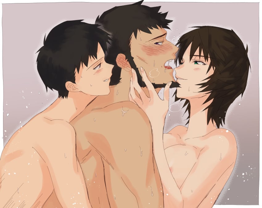 1girls 2boys age_difference beard bisexual_male black_hair blush blushing_male breasts brown_hair dilf facial_hair family family_sex father_and_son female gendo_ikari green_eyes hi_res highres human husband_and_wife incest light_skin male mature mature_female mature_male milf mother mother_and_son multiple_boys naked neon_genesis_evangelion nude ohitashi_(ohiohi1130) older_man_and_teenage_boy older_man_and_younger_boy older_woman_and_teenage_boy shinji_ikari short_hair sweatdrop sweating teenage_boy teenager tomboy wet yui_ikari