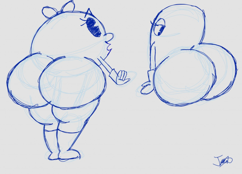 2girls ass_expansion big_ass big_butt bubble_butt butt_expansion eyelashes female ghost gloves joe-anthro looking_back ms._pac-man namco orb pac-man_(series) pac-man_eyes pinky_(pac-man) sketch tagme thick_thighs thighs waddling_head