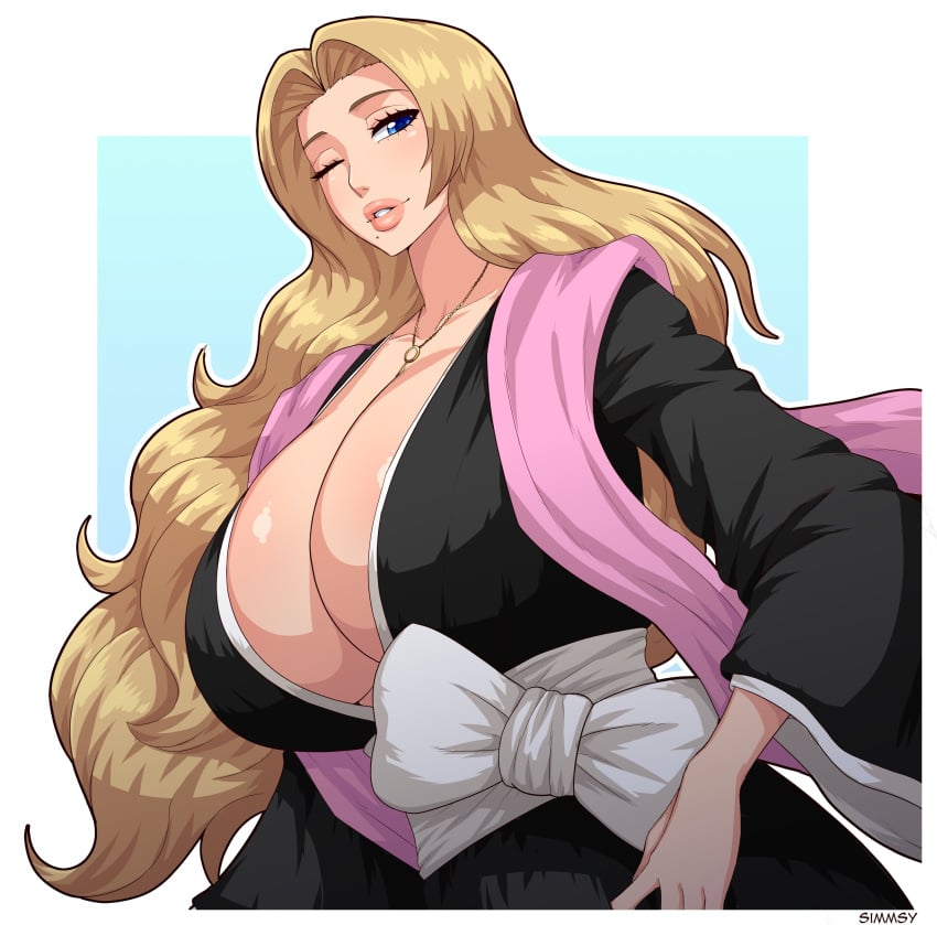 1girls big_breasts bleach blonde_hair breasts busty cleavage female female_only huge_breasts large_breasts matsumoto_rangiku simmsy solo