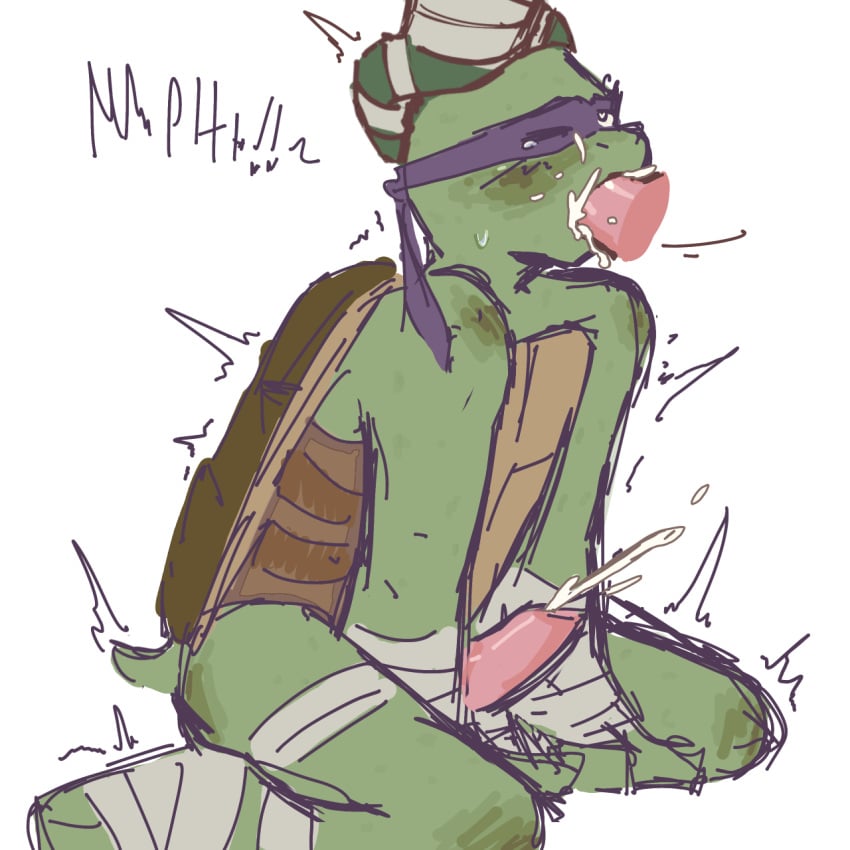 anthro blowjob cum cum_in_mouth donatello eyes_rolling_back face_fucking hand_on_head legs_apart male male_only one_eye_closed penis_in_mouth raphael sitting teenage_mutant_ninja_turtles tmnt_2012 turtle turtle_penis