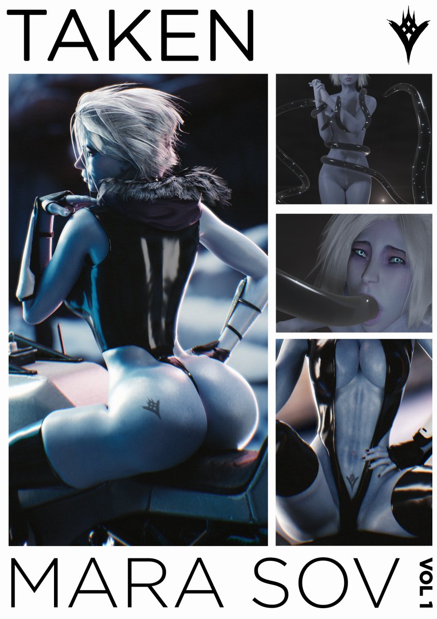 3d 3d_(artwork) ass awoken blue_body blue_skin bungie cleavage cleavage_cutout colored_skin destiny_(game) destiny_(video_game) destiny_2 female grey_hair magazine magazine_cover mara_sov nyalicia queen_of_the_reef shiny shiny_clothes source_request taken_(destiny) tattoo tentacle tentacle_rape tentacle_sex tentacles