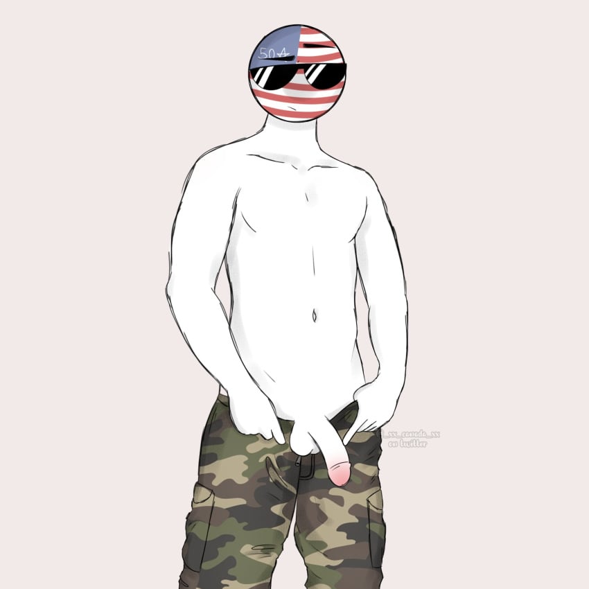 1boy american_flag camo_print countryhumans gay male_focus male_only sunglasses tagme united_states_of_america_(countryhumans) usa white_skin xx.canada.xx