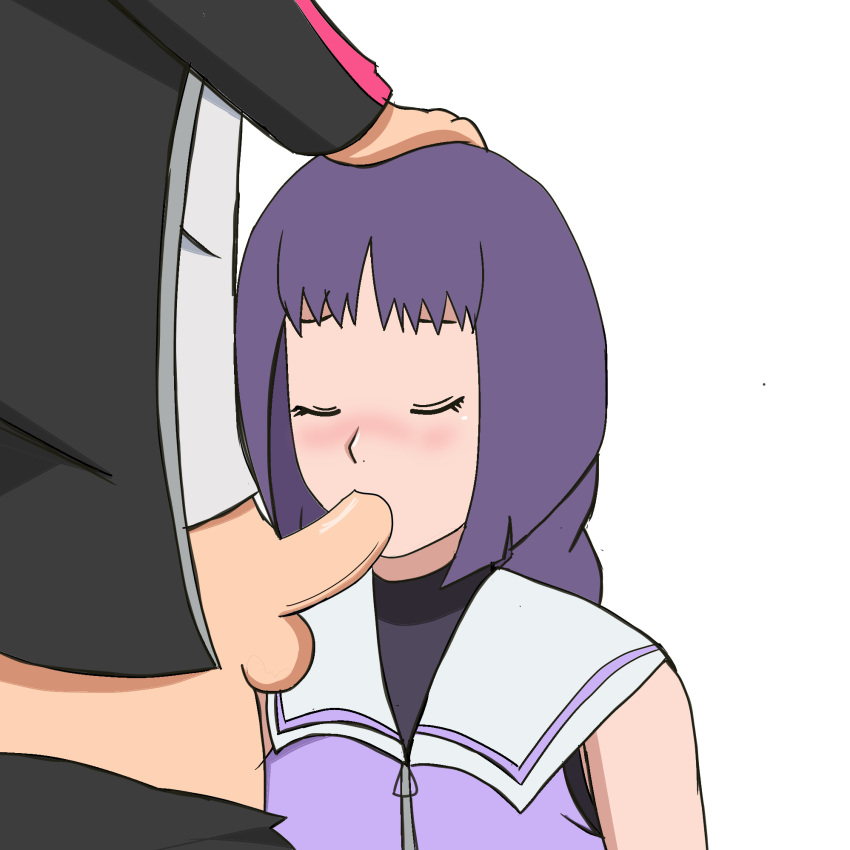 1boy 1girls armonia34 blowjob blunt_bangs blush boruto:_naruto_next_generations closed_eyes clothed_sex faceless_male female female_focus hand_on_head head_out_of_frame hime_cut human jacket kakei_sumire male male/female naruto naruto_(series) oral oral_sex out_of_frame pants pants_pull penis penis_in_mouth penis_out purple_hair shirt uzumaki_boruto vest