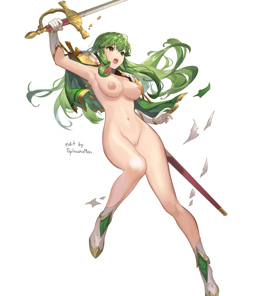 1girls alternate_costume bare_legs boots breasts capelet completely_nude edit edited_official_artwork female female_only fire_emblem fire_emblem_echoes:_shadows_of_valentia fire_emblem_heroes gloves green_eyes green_hair headband high_heels large_breasts legs long_hair naked_capelet naked_footwear naked_gloves naked_heels nintendo nipples nude nude_female nude_filter official_alternate_costume open_mouth palla_(falcon_knight)_(fire_emblem) palla_(fire_emblem) pussy solo splooshiemon sword torn_clothes weapon