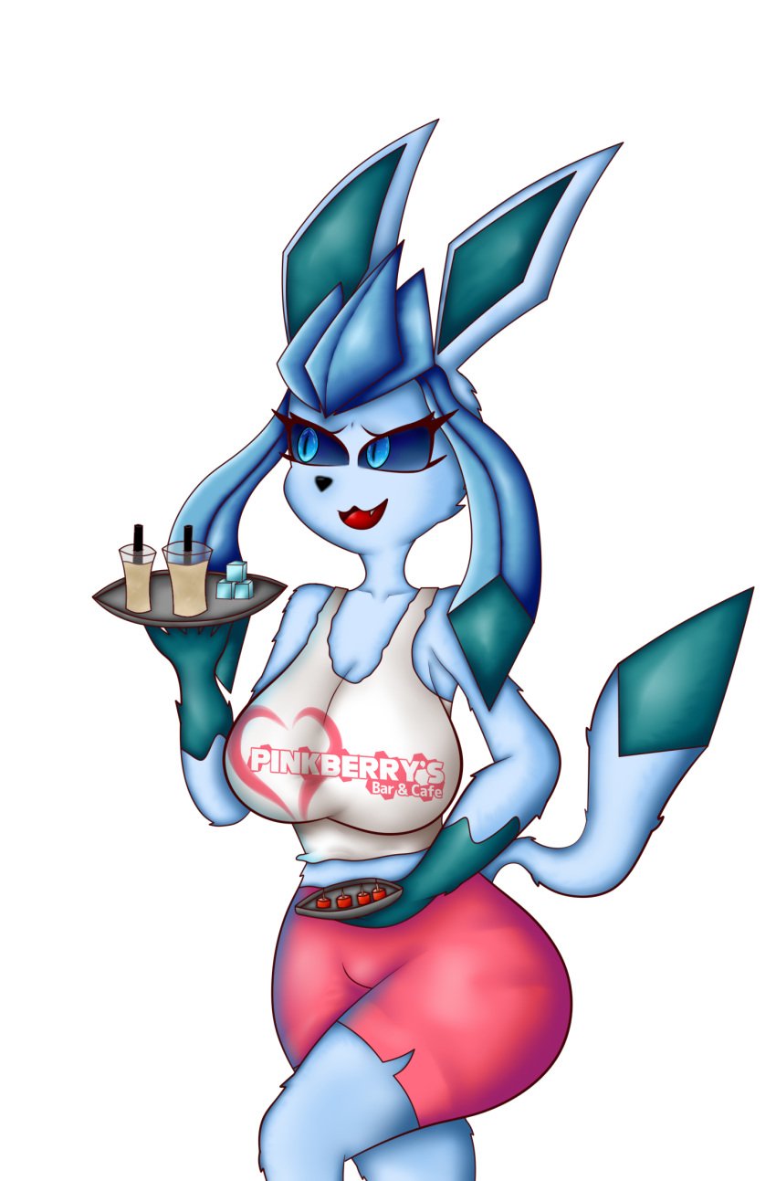 1girls allysushie4 anthro anthro_only anthrofied ass big_ass big_breasts blue_eyes blue_hair breasts collaboration cyan_body eeveelution female furry furry_breasts furry_ears furry_female furry_tail game_freak glaceon happy hooters huge_ass huge_breasts ice nervous_smile nintendo original_character pokemon pokemon_(species) pokemon_dppt tail video_games water