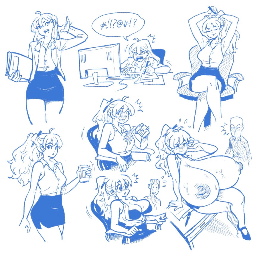 2022 big_breasts breast_expansion huge_breasts isabelle_(jaw) just-add-water99 office office_lady public_exposure tagme