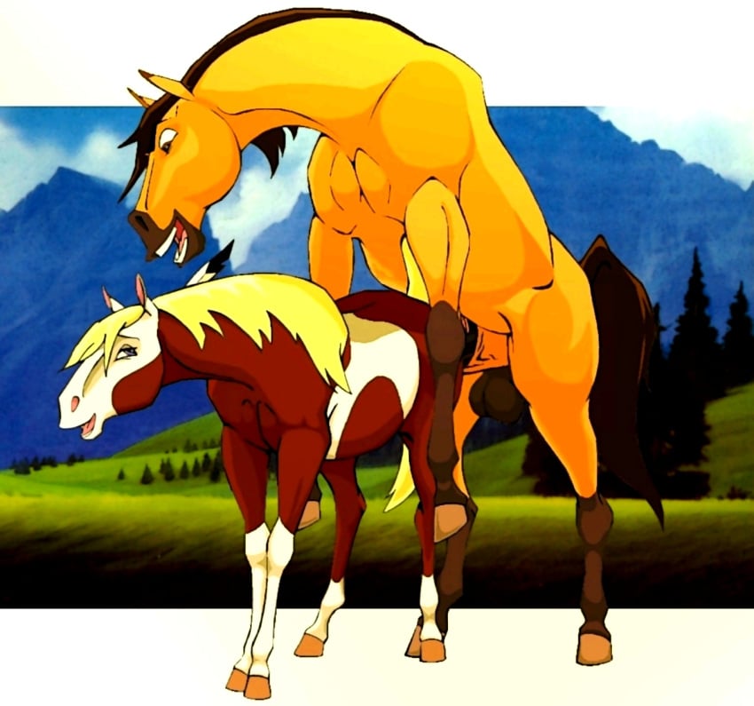 balls dreamworks equine female feral hooves horse klaus_doberman male mare rain_(cimarron) spirit:_stallion_of_the_cimarron spirit_(character) straight testicles