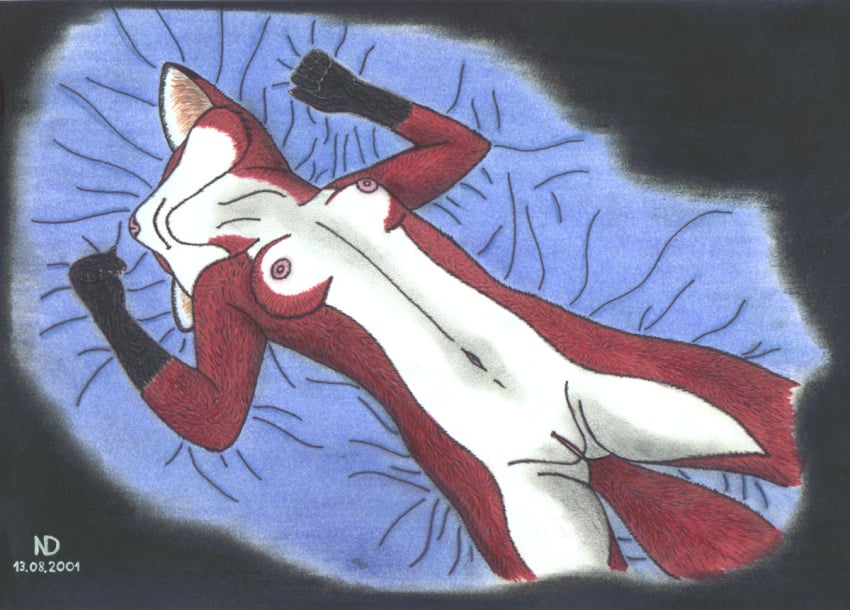 2001 anthro bed breasts canine female fox fur furry nightdancer nude pussy solo