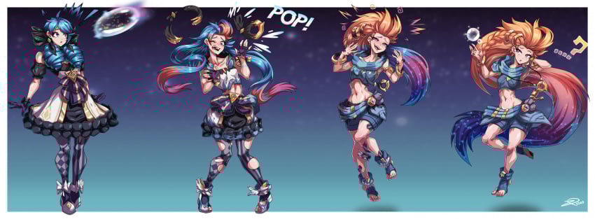 gwen_(league_of_legends) league_of_legends tf transformation transformation_sequence yzaqtf zoe_(league_of_legends)