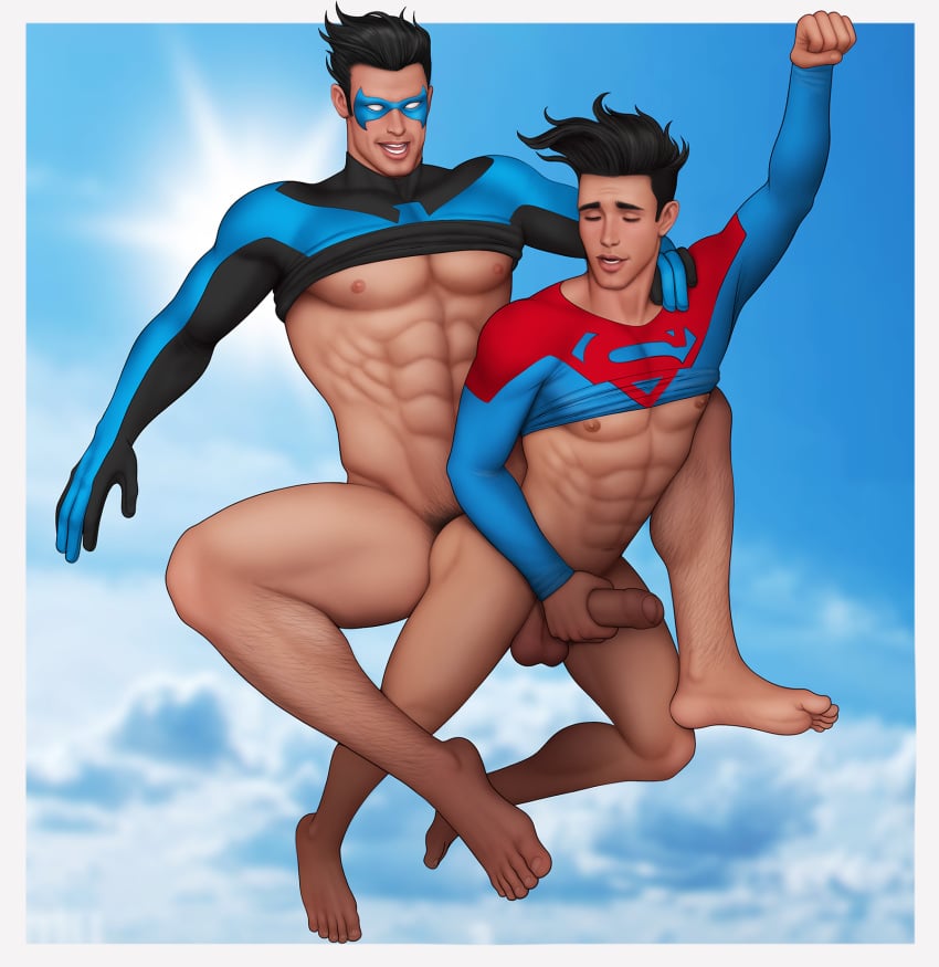 anal anal_sex batman_(series) boner caucasian caucasian_male dc dc_comics dick_grayson drawnpr0n erect_penis erect_while_penetrated erection feet foreskin gay gay_sex hard_on jerking jerking_off jerkingoff jon-el jonathan_kent male male_only masturbating_while_penetrated masturbation muscles muscular muscular_male nightwing partially_retracted_foreskin penis pleasure_face posing shirt_lift superboy superboy_(jonathan_kent) superhero superman_(series) teen_boy uncircumcised