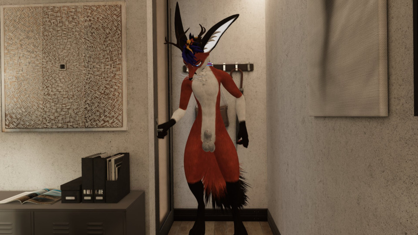 animal_genitalia animal_genitals animal_penis anthro anthro_only balls canid canine canine_genitalia canine_genitals canine_penis fox fur furry furry_only male male_only orange_fur penis rexouium sheath tagme vr_media vrchat vrchat_avatar wenge white_belly white_fur