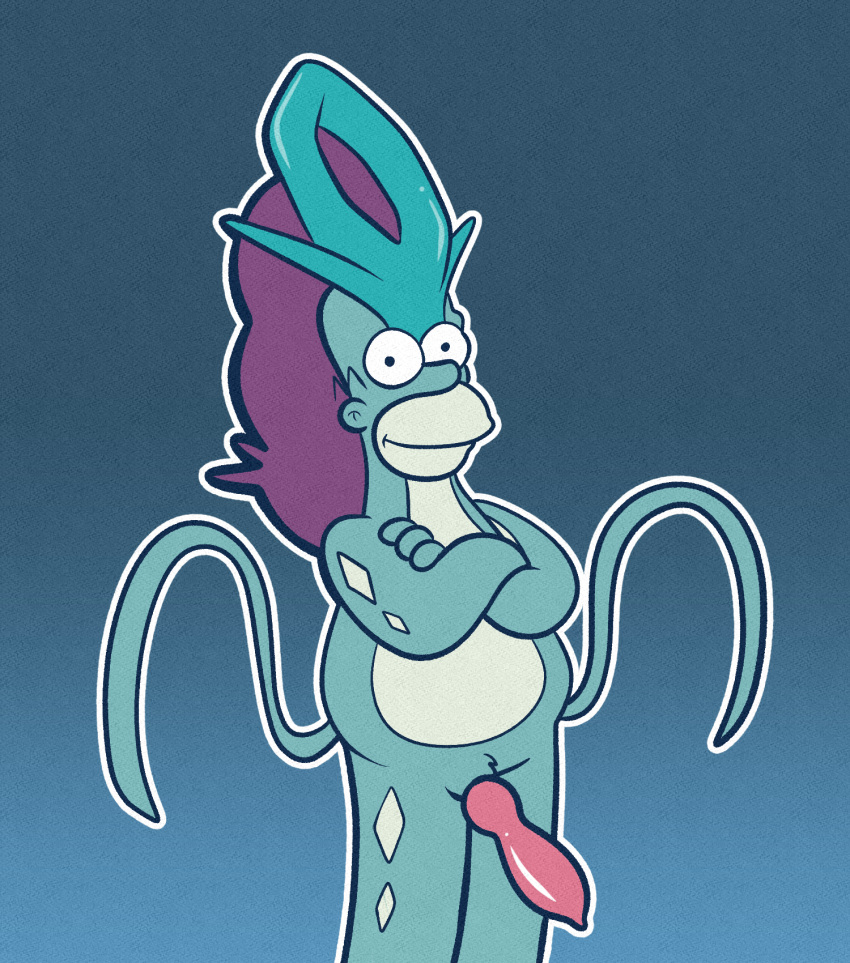20th_century_fox 20th_century_studios animal_genitalia animal_penis anonymous_artist anthro canine_penis crossover digital_media_(artwork) game_freak generation_2_pokemon genitals hair hi hi_res homer_simpson legendary_pokemon male mammal nintendo nude penis pokemon pokemon_(species) simple_background slightly_chubby solo suicune the_simpsons video_games weird_crossover what
