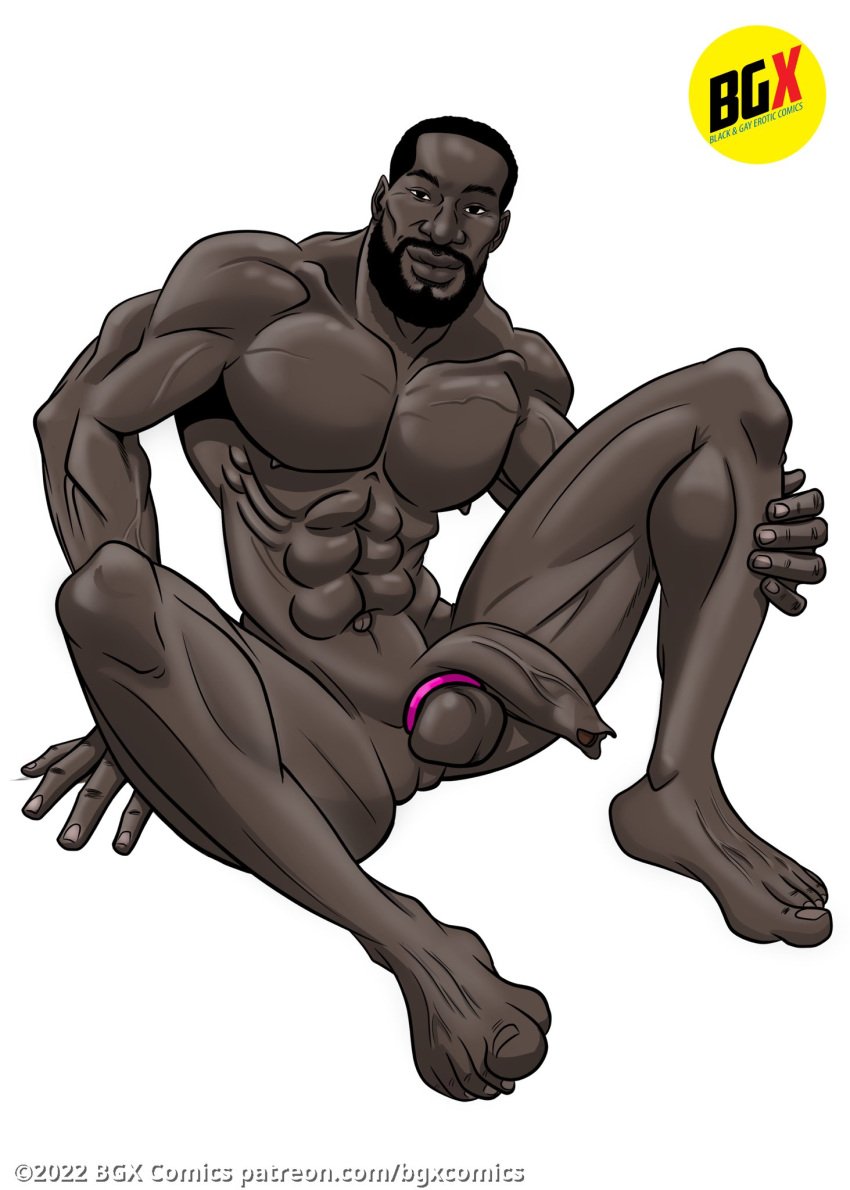 1boy abs african african_male ball_stretcher balls ballsack beard bgx_comics big_penis black_eyes black_hair defined_muscles facial_hair foreskin huge_cock human intact long_foreskin looking_at_viewer loose_foreskin male male_nipples male_only masculine mature_male melanin muscles muscular muscular_male nude_male pecs penis scrotum semi-erect shaved_crotch sitting smooth_skinned_male solo spread_legs testicles uncut unretracted_foreskin veiny_penis