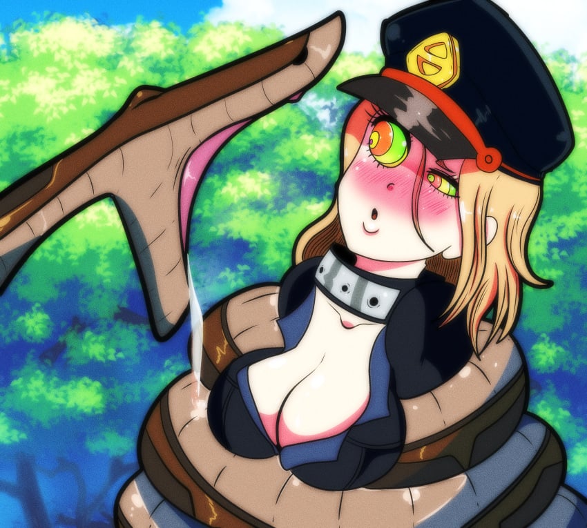 asphyxiation blush camie_utsushimi cellabsorb coiling constriction disney hypnosis imminent_death imminent_vore kaa my_hero_academia nsfw restrained shiketsu_high_school_cap snake snake_vore the_jungle_book vore