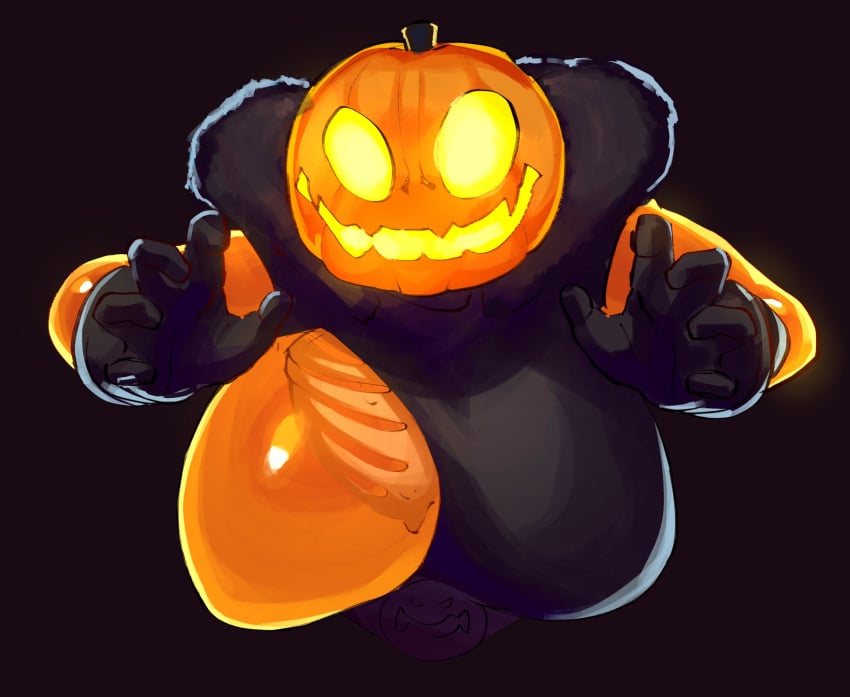 breasts coat color gloves glowing glowing_eyes halloween horseless_headless_horsemann jack-o'-lantern mcflarey orange_skin partially_clothed plant_humanoid pumpkin pumpkin_head ribs rule_63 see-through team_fortress_2 transparent transparent_body visible_skeleton