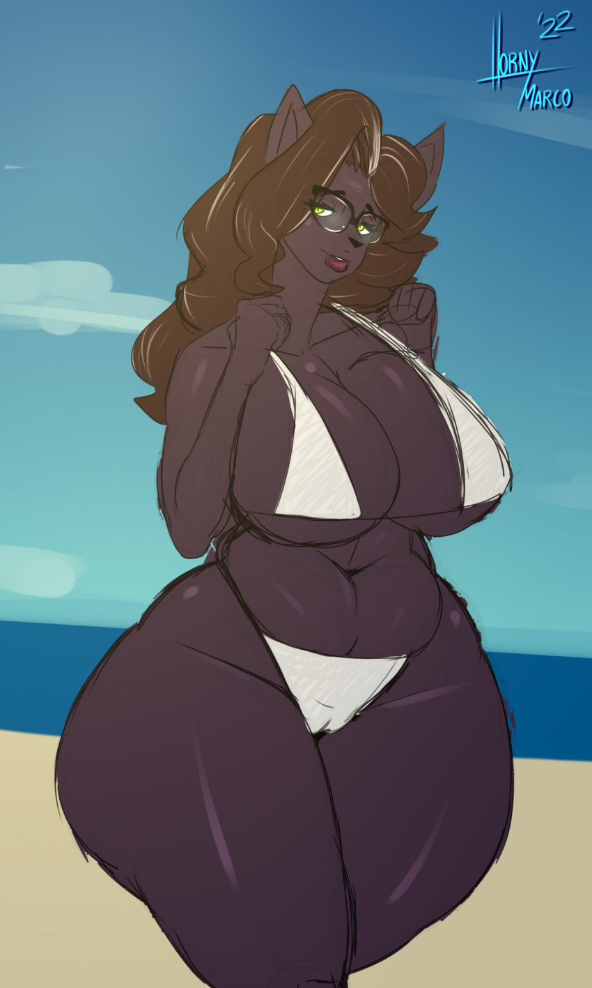 1girls ass beach belly big_breasts bikini curvaceous curvy curvy_figure female glasses hips hornymarco looking_at_viewer marie_(hornymarco) mature_female milf mother seductive seductive_look slightly_chubby summer tagme thick_thighs thighs visible_pussy voluptuous wide_hips