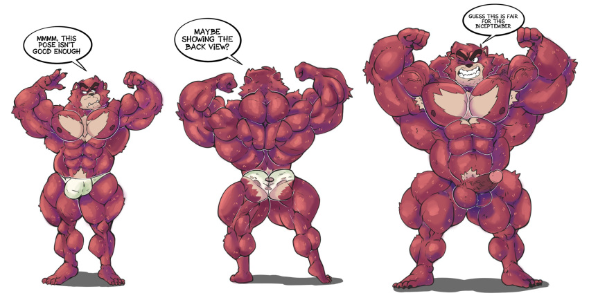 anthro balls bara barazoku beast black_nose boner bulge chest_tuft deadlyrabitt erection flexing furry gay kumatetsu male male_only muscles muscular penis posing red_body red_fur ripped_clothing solo solo_male the_boy_and_the_beast underwear