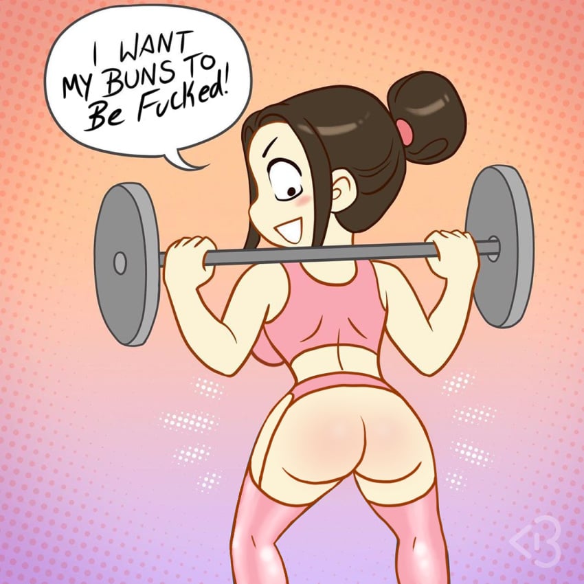 ass_blush ass_focus blogicomics cassey_(blogicomics) edit lifting_weights